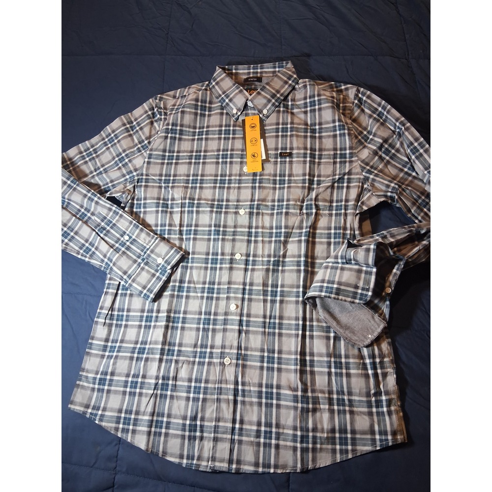 Lee Mens Regular Fit Stretch Long Sleeve Plaid‎ Shirt Castlerock LM35LW204 M